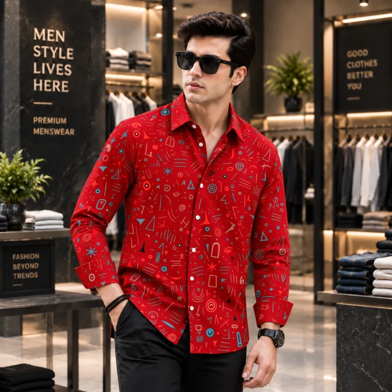 Men's Full Sleeve Micro Stitch Digital Print Shirt, M to XXL