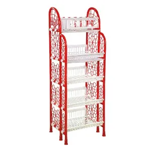 RFL Standard 5-Step ডাবল ট্রে কিচেন র‍্যাক, লাল-সাদা