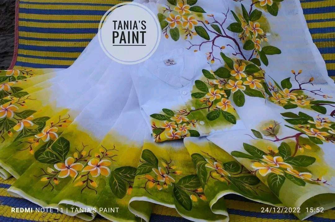 Couple Saree and Panjabi Set in Hand Print, Panjabi 38 to 46