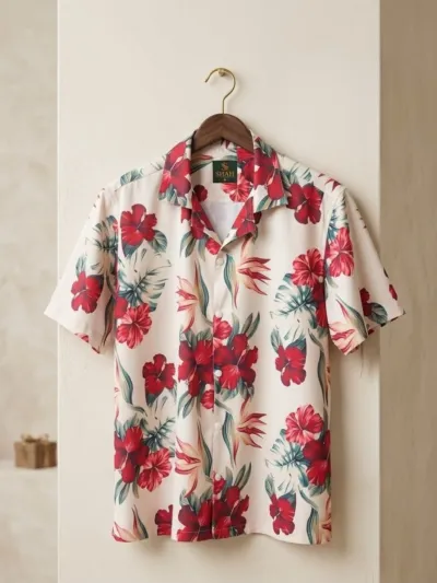 Men's Stretch Micro Stitch Print Half Sleeve Shirt, M to XXL