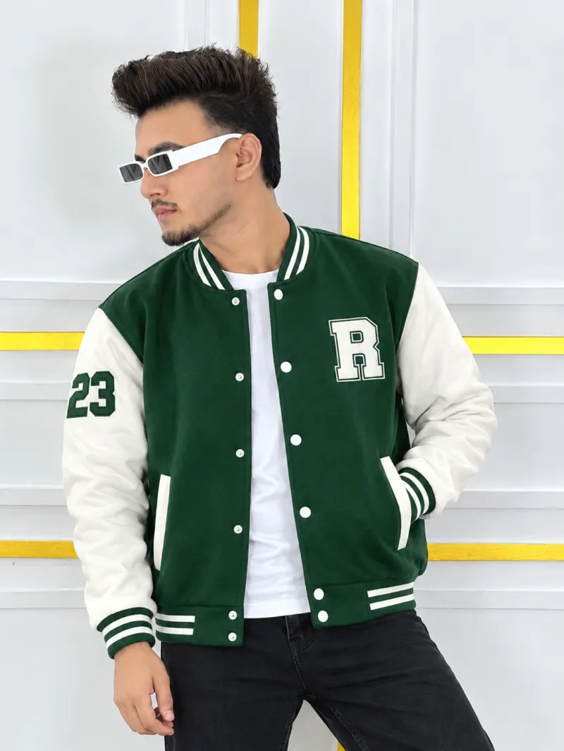 Unisex Cotton Varsity Jacket with DTF Print, 300 GSM