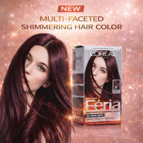 L'Oreal Feria মাল্টি ফেসেটেড শিমারিং হেয়ার কালার - 36 Chocolate Cherry