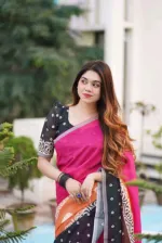 অধুরি চেরি সিল্ক শাড়ি, টাসেল ও ম্যাচিং ব্লাউজ পিস