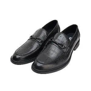 24089-Black ছেলেদের ফর্মাল কাউ লেদার অক্সফোর্ড শু