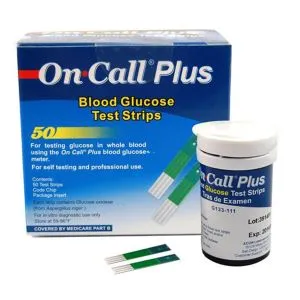 On Call Plus ব্লাড গ্লুকোজ মিটার টেস্ট স্ট্রিপ 50pcs