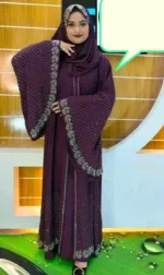 Stone Koti Borka Full Set with Hijab, Attached Koti, 6 Colours