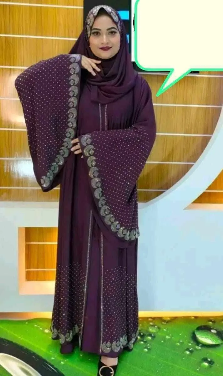 Stone Koti Borka Full Set with Hijab, Attached Koti, 6 Colours