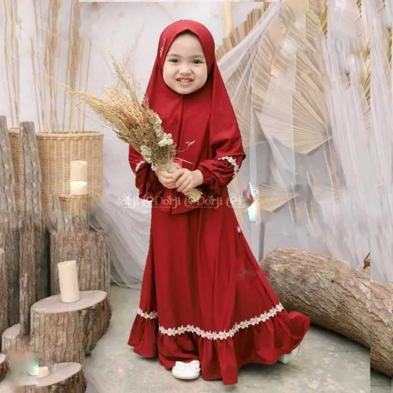 Large Kids Borka with Hijab for Girls, Sizes 36-44