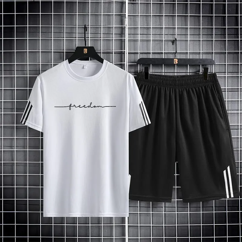 Men's Mesh T-Shirt with Short Pant, 160 GSM Two-Piece, 6 Colours