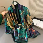 Printed Satin Silk Scarf for Neck, Hijab, Shawl or Bag