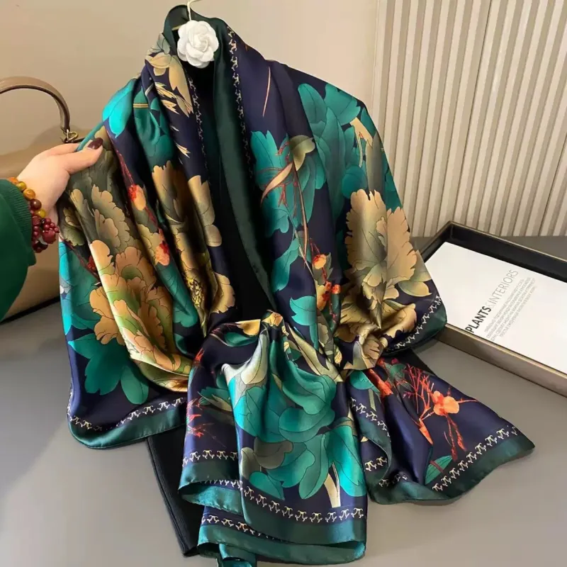 Printed Satin Silk Scarf for Neck, Hijab, Shawl or Bag