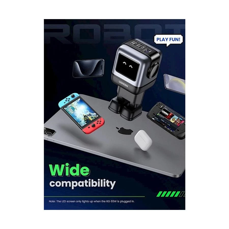 UGREEN Nexode RG CD361 65W GaN USB & Dual USB-C Charger Black (EU)