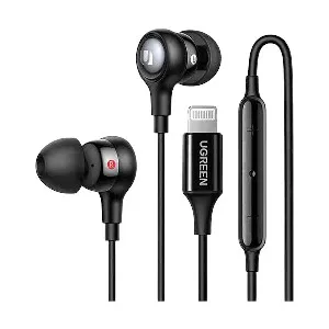 Ugreen EP103 (30631) কালো ওয়্যারড Lightning জ্যাক ইন-ইয়ার ইয়ারফোন