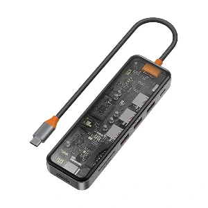WiWU স্পেস গ্রে USB C 7-ইন-1 3.0 পোর্ট টাইপ C হাব অ্যাডাপ্টার (CB007)