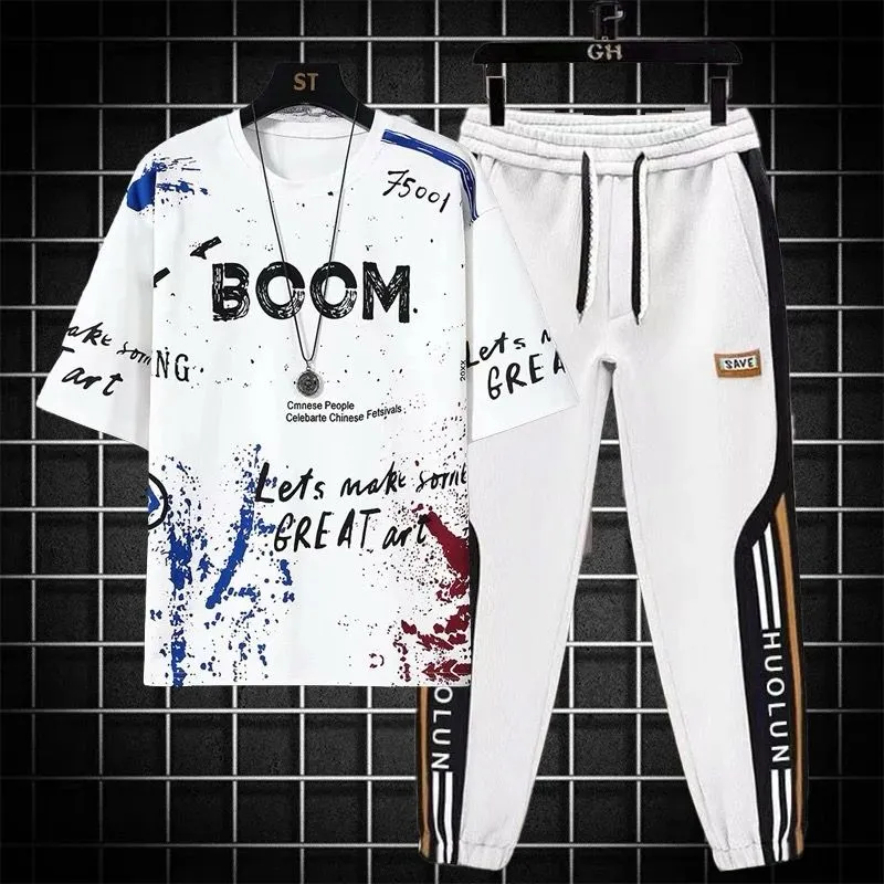 Men's Oversized Drop Shoulder Mesh T-Shirt and Trouser Set