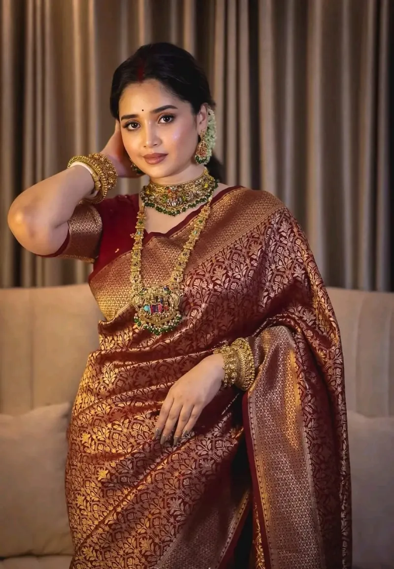 Elegant Banarasi Katan Saree for Special Occasions, 4 Colours