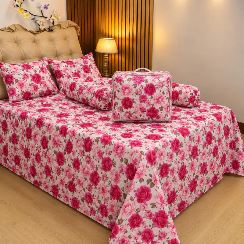 5 Piece Twill Cotton Comforter Set with King Size Bed Sheet