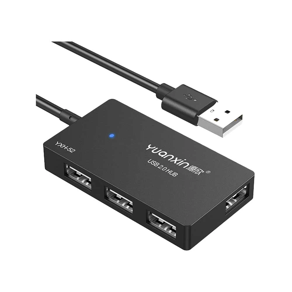 Yuanxin YXH-52 USB Male to Quad USB Female Black Hub