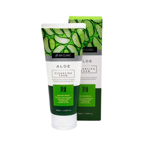 3W Clinic অ্যালো ক্লিয়ার ক্লেনজিং ফোম 180ml