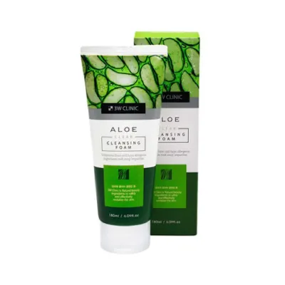 3W Clinic অ্যালো ক্লিয়ার ক্লেনজিং ফোম 180ml