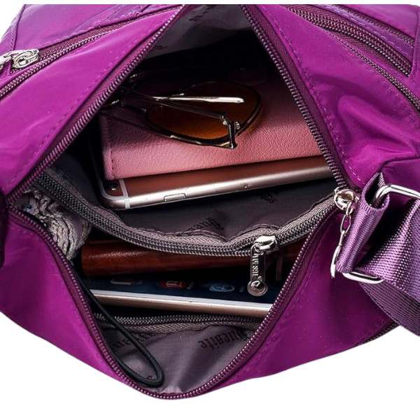 Women’s Nylon Waterproof Large Capacity Crossbody Bag (Purple)