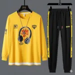 Men's Full Sleeve Mesh T-Shirt and Polyester Trouser Set, 180 GSM