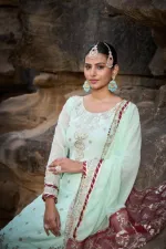 Fox Georgette Sequin Embroidery Three Piece with Sharara