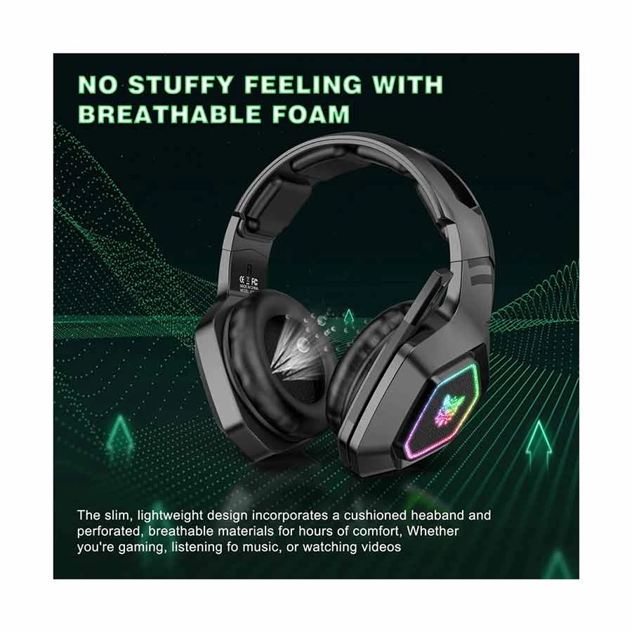 Onikuma B100 RGB Tri-Mode Bluetooth Black Gaming Headphone