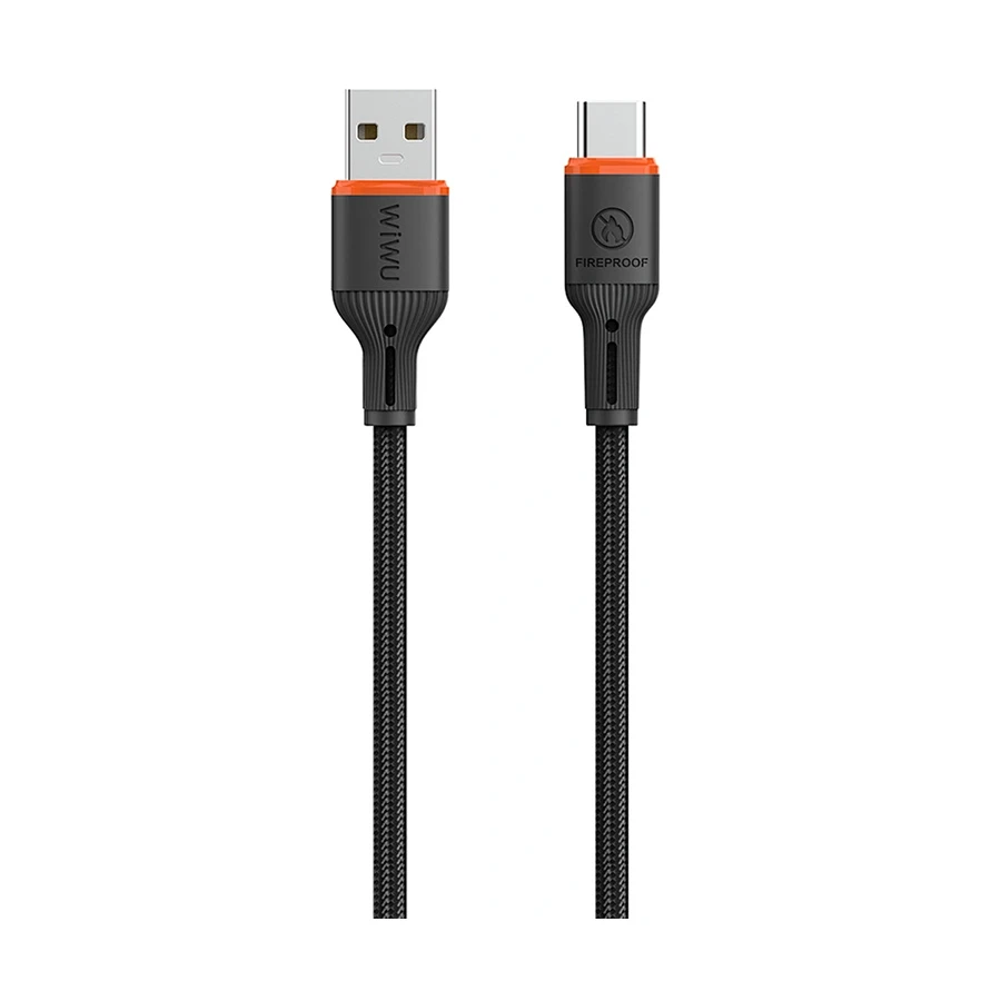 WiWU FlameGuard Wi-C096 USB to Type-C Cable 1.2 Meter Black