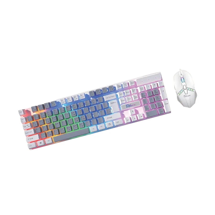 PC Power KM02G Gray & White Bangla Gaming Keyboard & Mouse Combo