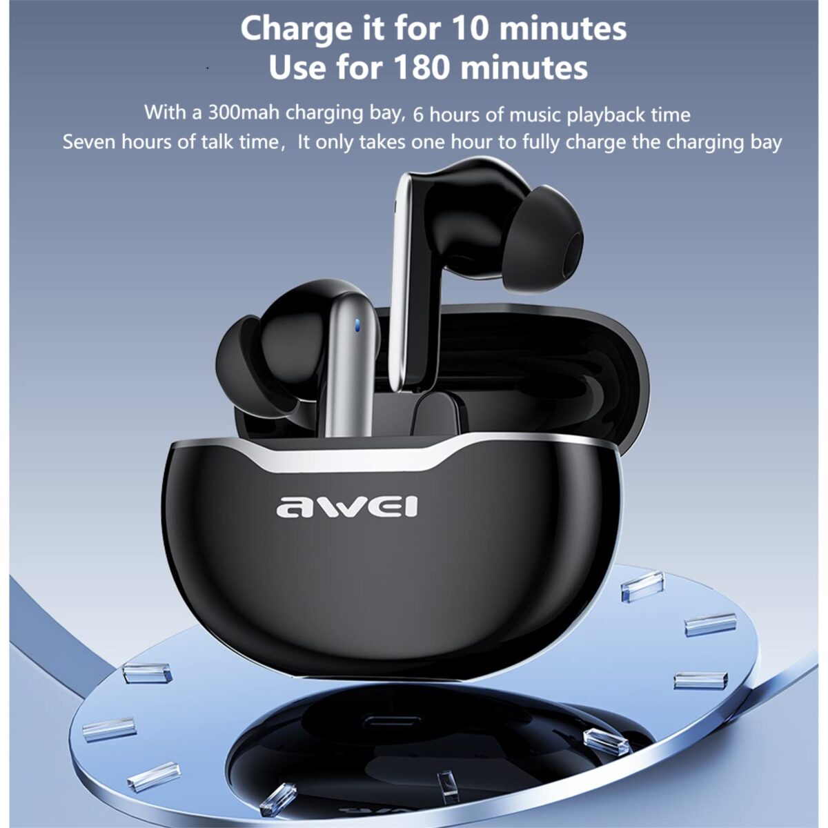 Awei T50 ট্রু ওয়্যারলেস ইয়ারবাডস, 13mm ড্রাইভার
