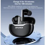 Awei T50 ট্রু ওয়্যারলেস ইয়ারবাডস, 13mm ড্রাইভার