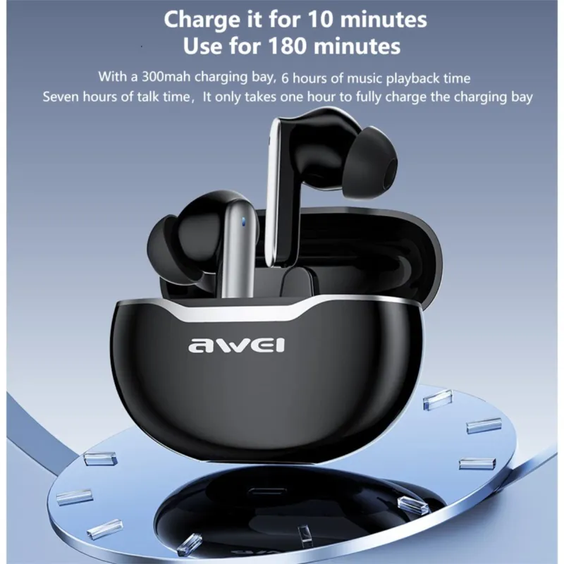 Awei T50 ট্রু ওয়্যারলেস ইয়ারবাডস, 13mm ড্রাইভার