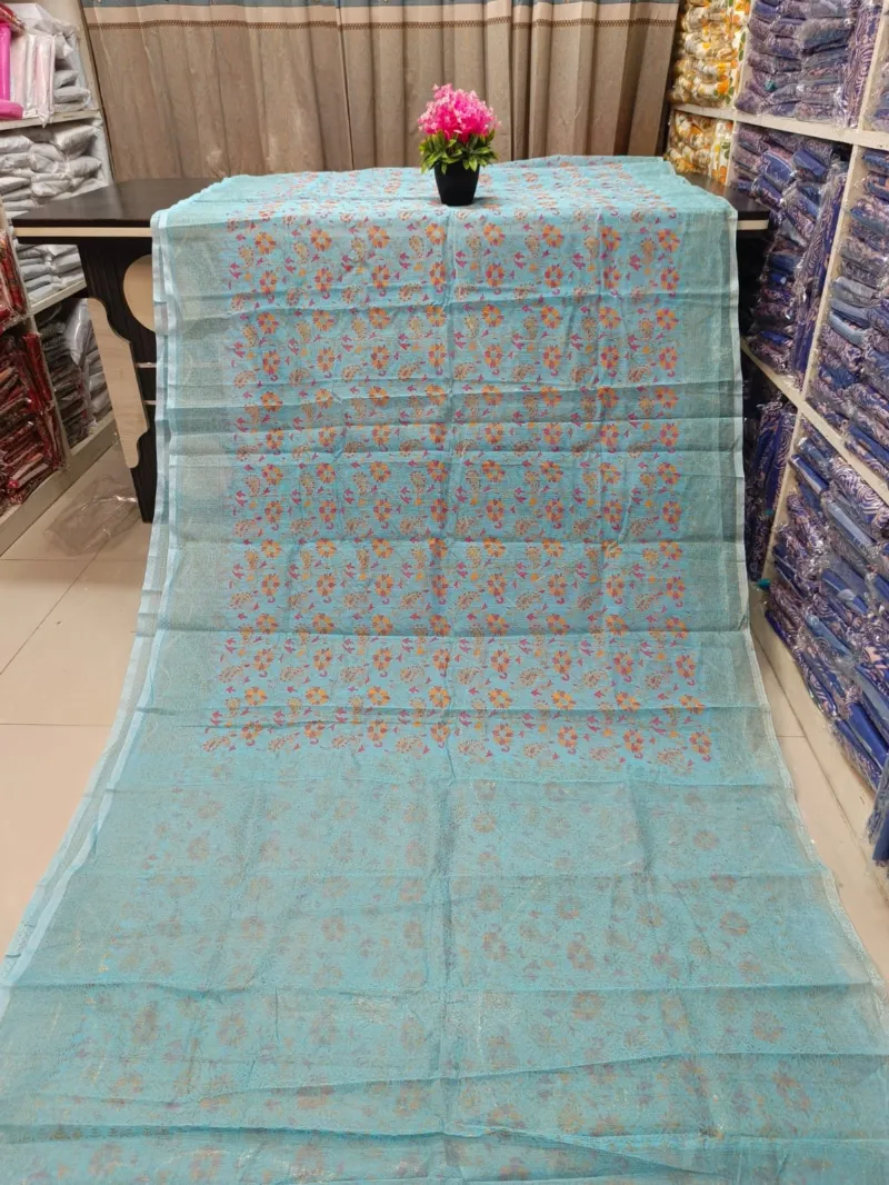 Half Silk Saree with Skin Print Work, No Blouse Piece
