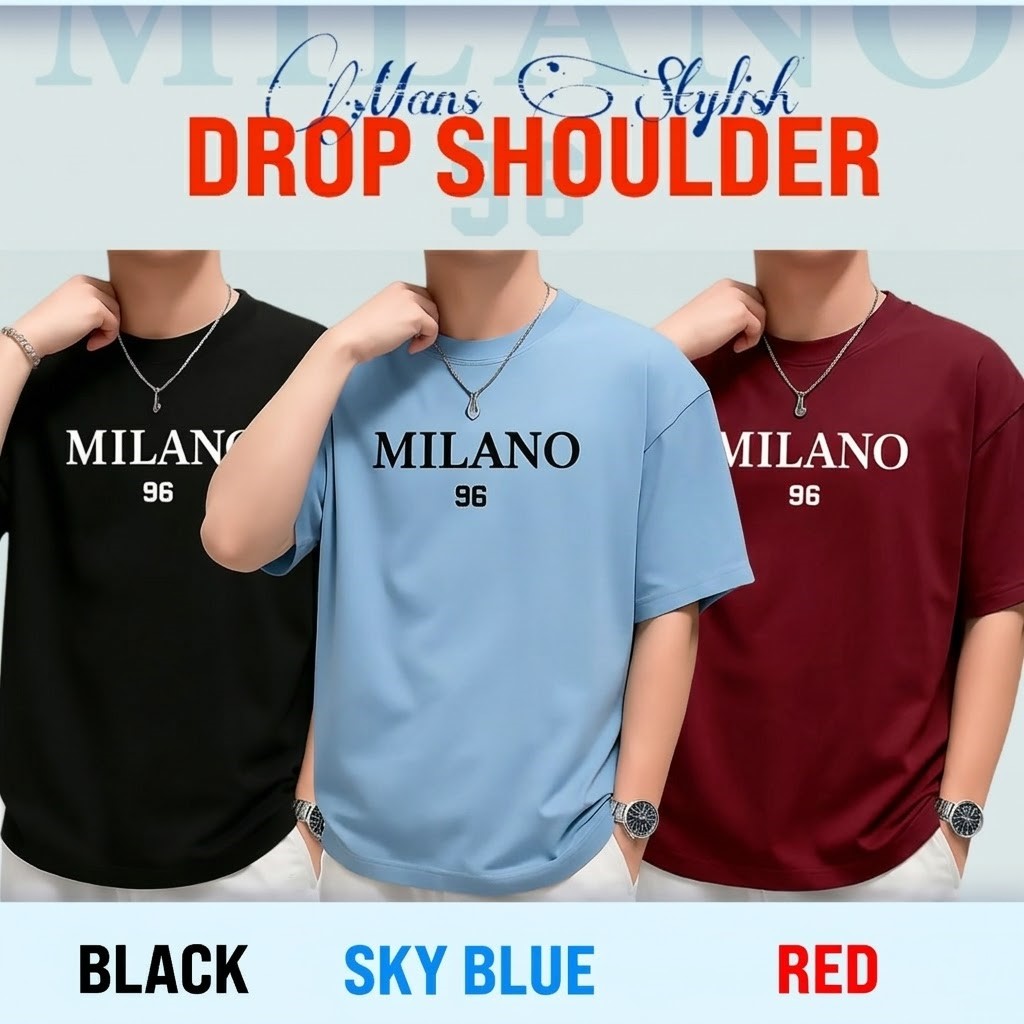 ছেলেদের স্টাইলিশ ড্রপ শোল্ডার টি-শার্ট Milano – 3 পিস কম্বো