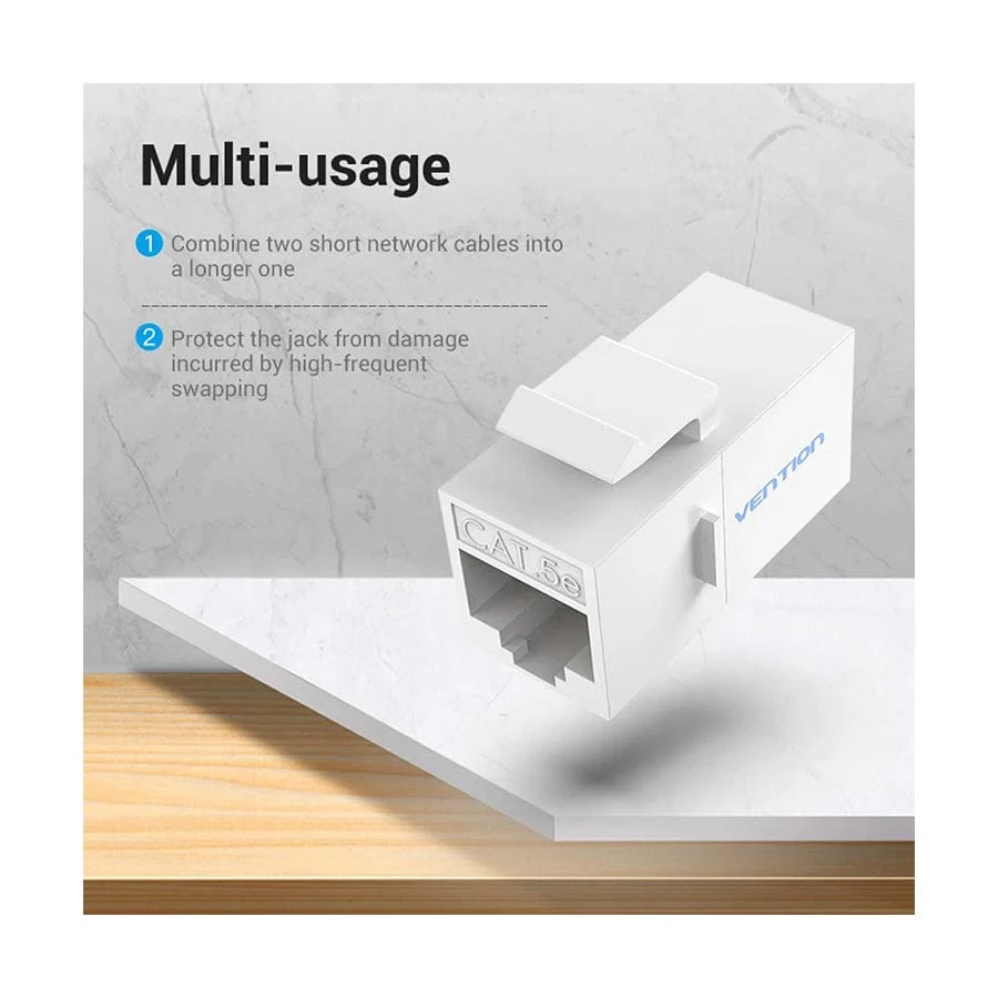 Vention VDD-B11-W Cat-5E UTP Keystone Jack Coupler White (10 Pcs)
