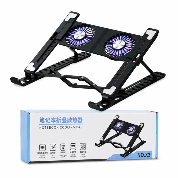 NO.X3 Foldable Notebook/Laptop Stand with Twin Cooling Turbo Fans