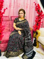 Dhupian Silk Screen Print Saree, 13 Haath, Separate Blouse