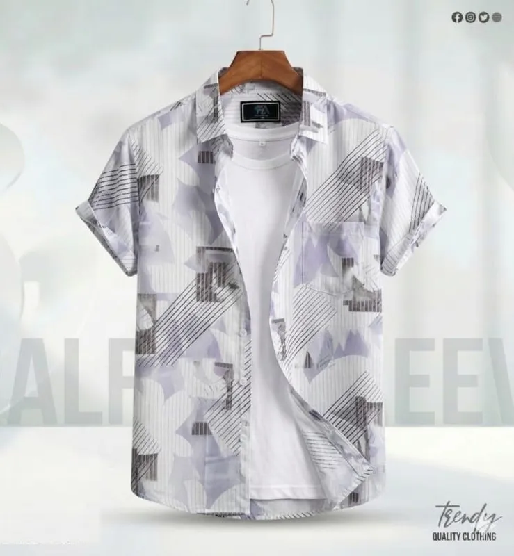 Men's Half Sleeve Digital Print Shirt, Fancy Cotton, S to XL