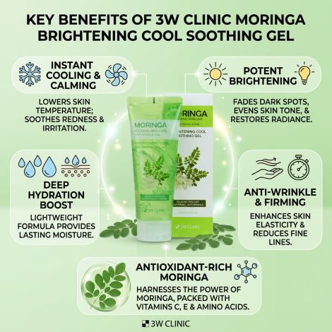 3W Clinic মরিঙ্গা ব্রাইটেনিং কুল সুদিং জেল 160ml