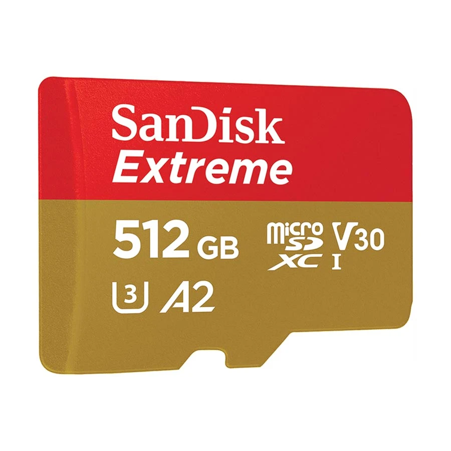 SanDisk Extreme 512GB MicroSDXC UHS-I U3 Class 10 V30 A2 Memory Card