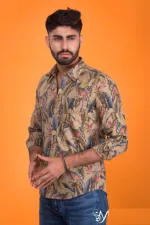 Men's Cotton Print Formal Shirt, Slim Fit, Sizes M to XL