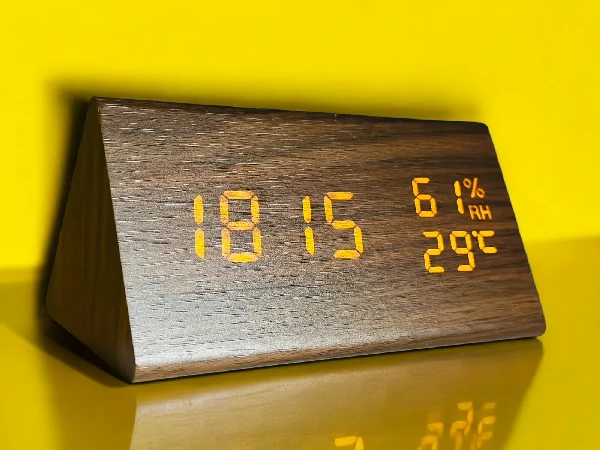 Triangle Wooden Style Digital Led Clock