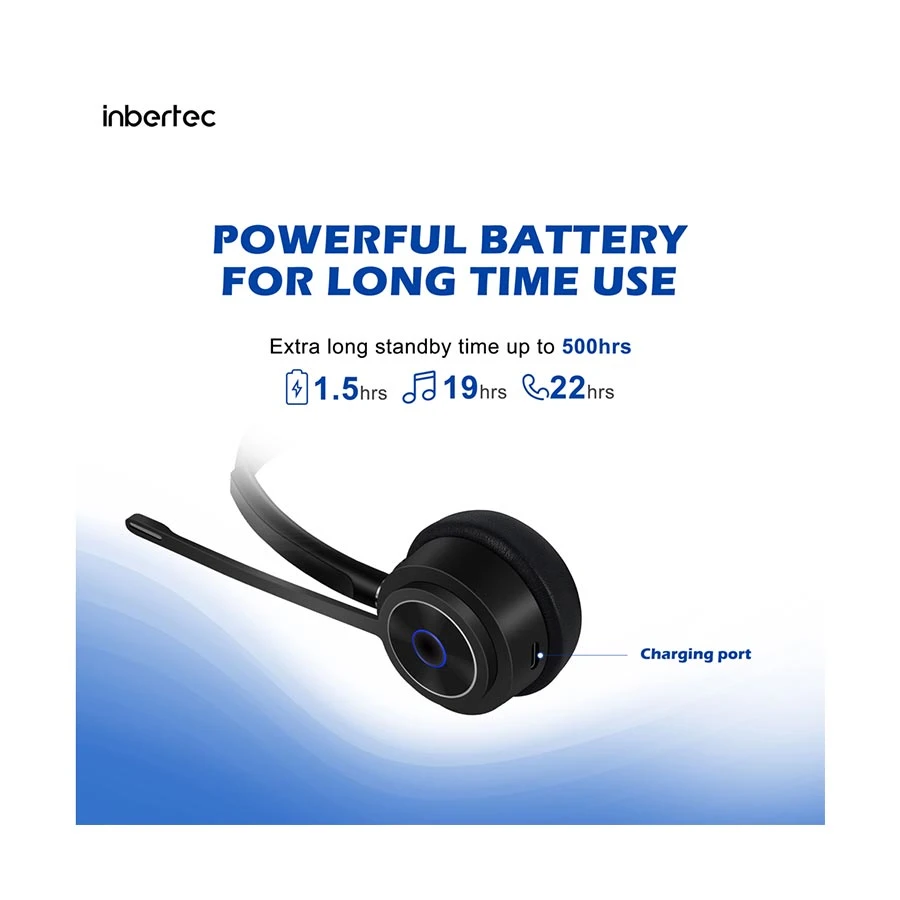 Inbertec CB110DM Duo Noise Cancelling Bluetooth Headset Black