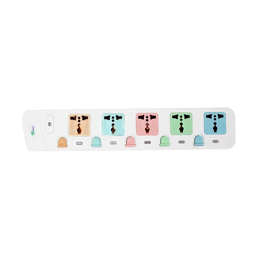 Many MTS-158 3 Pin 5 Port Power Strip 3 Meter White