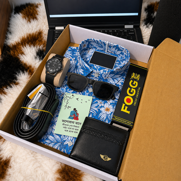 Men's Mixed Cotton Shirt Combo Gift Box, Sizes M to XXL