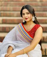 হাফ সিল্ক চুমকি ওয়ার্ক শাড়ি, 12 হাত, ব্লাউজ ছাড়া