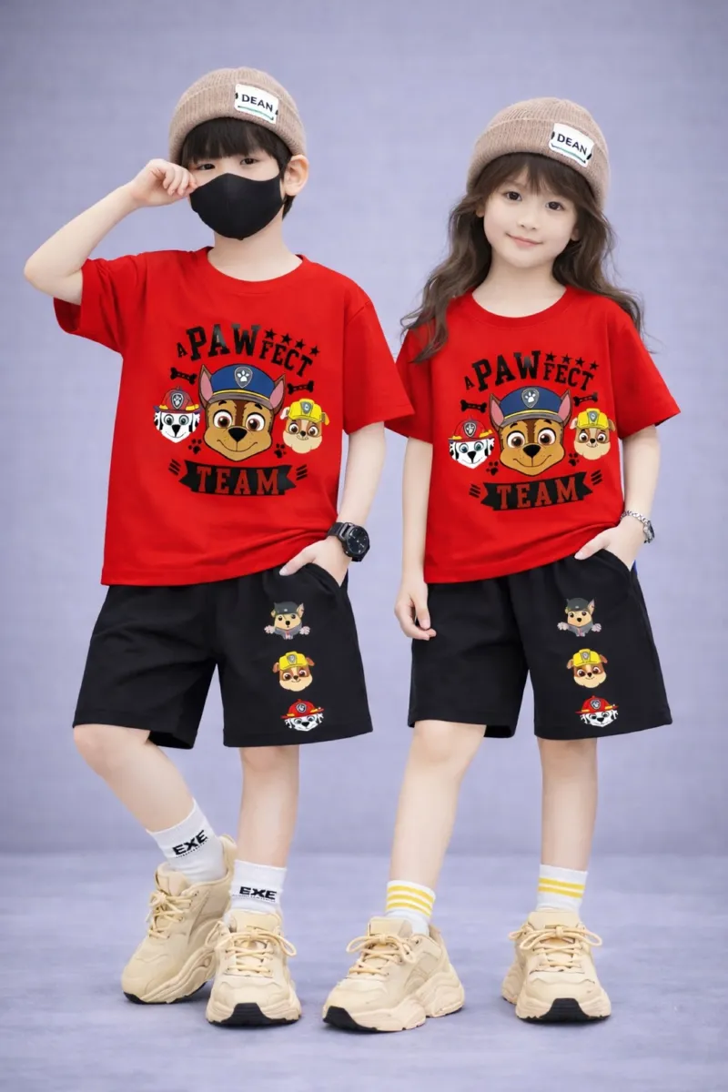 Kids' 200 GSM Drop Shoulder Tee and Pant Set, Sizes 2-3Y and 4-5Y