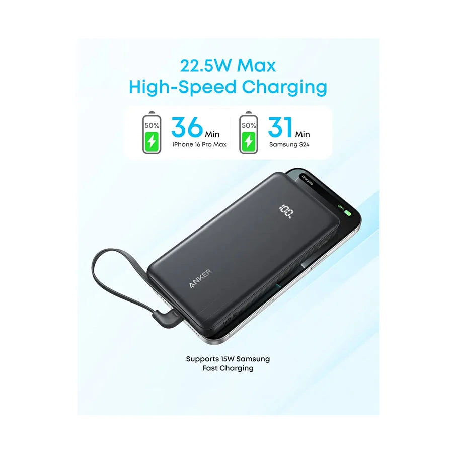 Anker Zolo 20000mAh 22.5W Power Bank with Digital Display Black