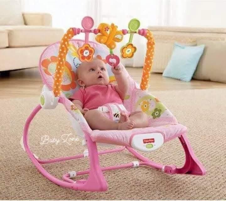 iBaby Musical & Soothing Baby Bouncer – 2-in-1 Rocking Seat & Toddler Chair with Gentle Vibration, Melodies, Removable Toy Bar & Fold-Out Kickstand, Supports Up to 18kg (Age 0M to 3 Years)